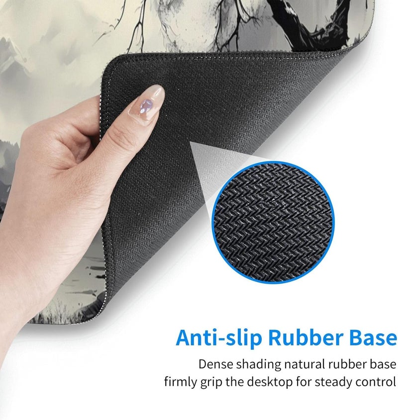 Brecoy Gaming Mouse Pad Desk Pad,Extended Big Mouse Pad,31.5x11.8 Inch Long Computer Keyboard Mouse Mat Mousepad with 3mm Non-Slip Base and Stitched Edge for Gaming and Office… (wash painting2) - Image 5
